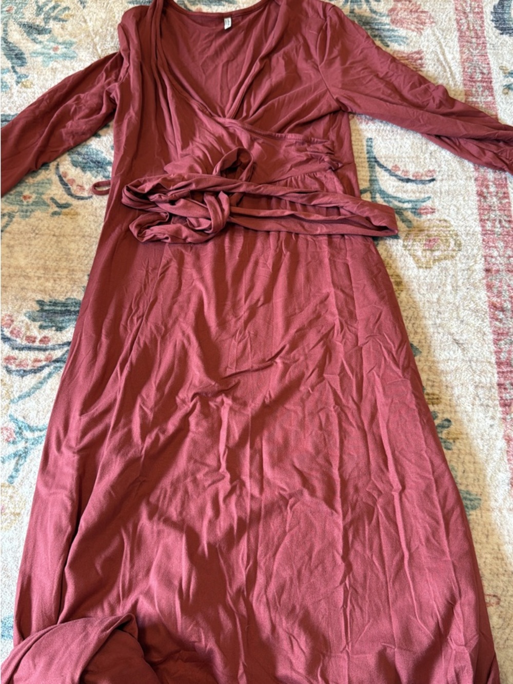 Mother Bee Maternity Wrap Maxi Dress in Dusty Rose